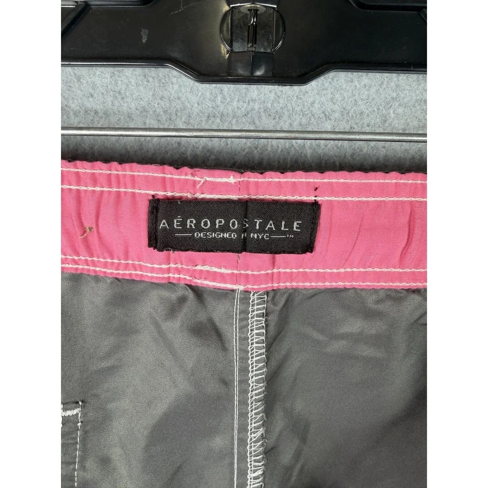 Aeropostale‎ Shorts Mens Medium Pink Gray Tropical Floral Swim Trunks Drawstring
